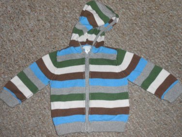 OLD NAVY Striped Hooded Zip Front Sweater Boys Size 12-18 months