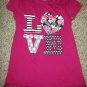 FADED GLORY Pink Tulle Trim LOVE Short Sleeved Top Girls Size 6 (#1008)