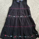 RUGGED BEAR Black Floral Embroidered Corduroy Sleeveless Dress Girls Size 6