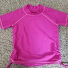 SUN SMARTIES Pink Rauched Sides Rash Guard Short Sleeved Top Girls Size 24 month