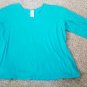 ROAMAN’S Turquoise Blue V Neck Long Sleeved Top Plus Size 1X