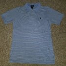RALPH LAUREN POLO Blue Striped Short Sleeved Polo Shirt Boys L Size 16-18