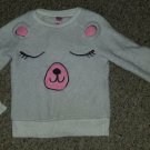 SO White Bear Face Fuzzy Pullover Top Girls Size 4