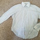 ALFANI  Blue Tan Striped Long Sleeve Button Front Shirt Mens 15.5 x 34-35