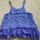 Disney D-Signed Blue Crochet Lace Tiered Ruffled Top Girls Size 7-8