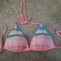 ARIZONA Pink and Blue Ruffled Sequined and Cut Out Padded Bikini Top SMALL
