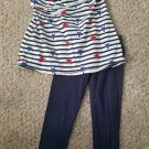 JUMPING BEANS Navy and White Stars Stripes Pant Set Girls Size 5-6