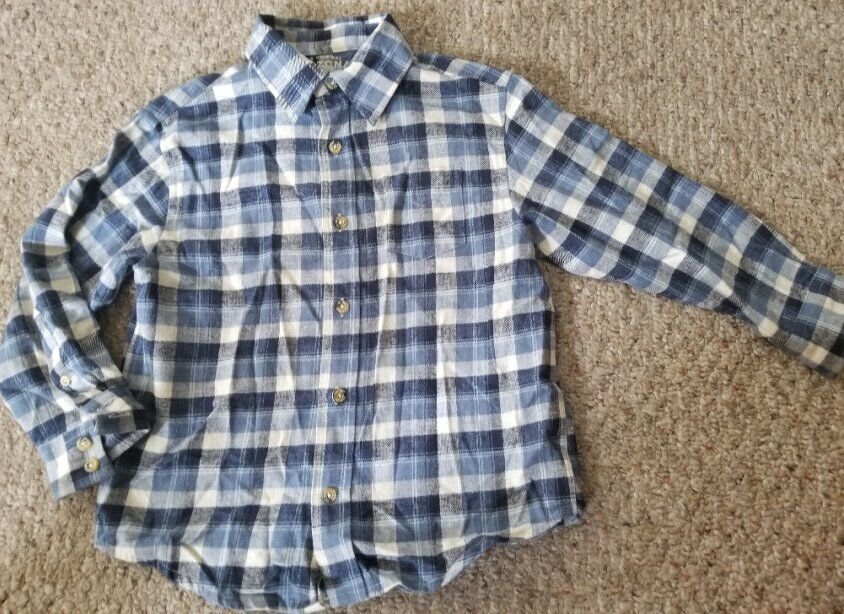 ARIZONA Blue Plaid Flannel Long Sleeved Button Front Shirt Boys L Size 7