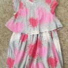 GYMBOREE Gray and Pink Hearts Layered Look Dress Girls Size 6