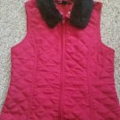 BCX GIRL Maroon Quilted Vest with Removable Faux Fur Collar Girls L Size 10-12
