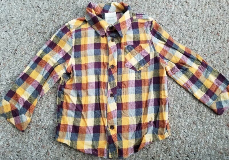 FIRST IMPRESSIONS Yellow Plaid Long Sleeved Button Front Shirt Boys 24 months