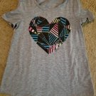 JUSTICE ACTIVE Gray Sparkly Heart Open Shoulder Top Girls Size 7