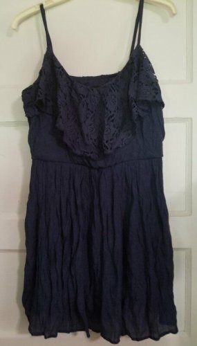 IZ BYER Navy Blue Eyelet Trim Sundress Ladies Juniors Large