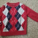 CHEROKEE Red Gray Navy Argyle Pullover Sweater Boys Size 2T