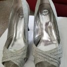I. MILLER Sparkly Silver Stiletto Peep Toe Pump Ladies Size 10