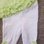 SAVANNAH Green and White Ruffled Trim Capri Pant Set Girls 6-9 months