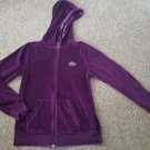 TOTAL GIRL Purple Velour Zip Front Hooded Top Jacket Girls Size 18