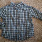 TALBOTS KIDS Navy Blue Plaid Button Front Long Sleeved Shirt Boys Size 24 months