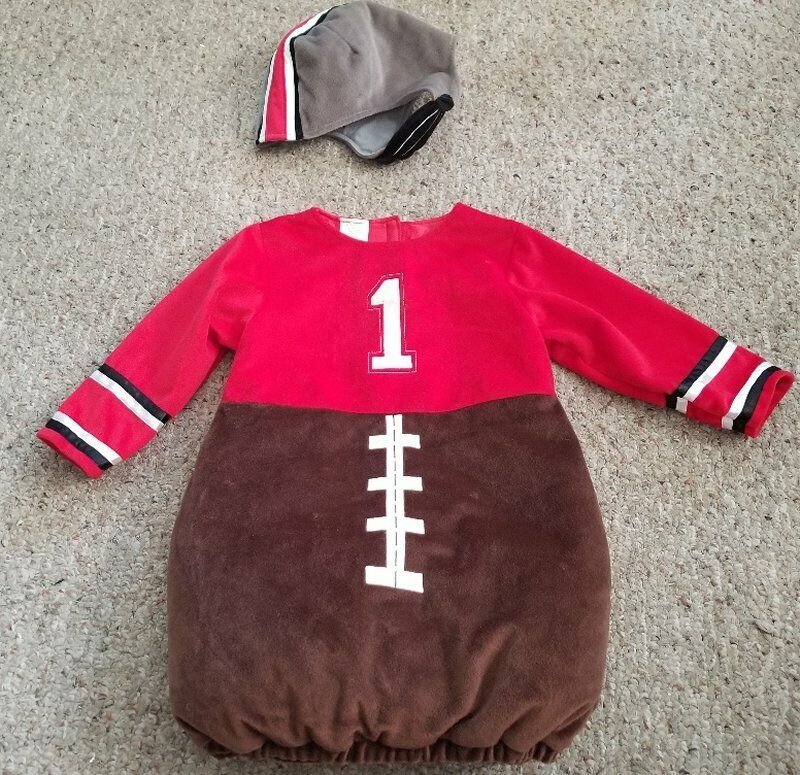 KOALA KIDS Red and Brown Football Player Infant Costume Size 1824