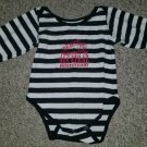 YINGS Black and White Striped TOO CUTE Alcatraz Reject Bodysuit Size 24 months