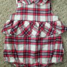 CAT & JACK Red and Green Plaid Flannel Short Romper Girls Size 12 months