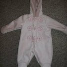 FIRST IMPRESSIONS Pink Faux Suede Hooded Snowsuit with Faux Fur Lining 0-3 month