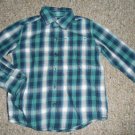 SONOMA Blue Green Plaid Long Sleeved Button Front Shirt Boys Size 4