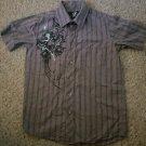 XG Gray Striped with Tropical Short Sleeved Shirt Boys Size 7-8 Small