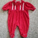 BEYOND BASICS Red Velour Holiday Jumpsuit Romper Girls size 3-6 months