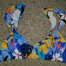 NEW Blue Floral Print Ruffled Strap NO BOUNDARIES Bikini Top Juniors Size 7-9