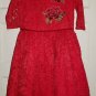 LAURA ASHLEY London Red Floral Lace Dressier Dress Girls Size 8