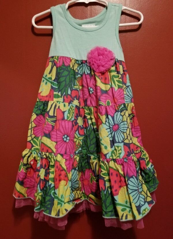 CHELSEA&acirc;��S CORNER Tropical Floral Print Racer Back Tank Dress Girls Size 2T