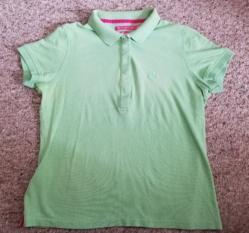 DUDALINA Green Short Sleeved Polo Style Top Ladies MEDIUM