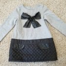PINC PREMIUM Gray and Black Faux Leather Trim Dress Girls Size 4