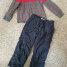 OLD NAVY Red Striped Top Flannel Lined Athletic Style Pants Boys 3T