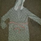 RENE ROFE Plush Fleece Gray Heart Print Hooded Kitty Wrap Bathrobe Girls 10-12