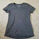 REEBOK Gray and Black Striped Short Sleeved Top Ladies M Size 8-10