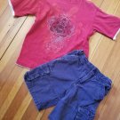 FADED GLORY Red Short Sleeved Top CHILDREN’S PLACE Navy Blue Cargo Shorts 4-5