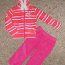 KIDGETS Hooded Pink Striped Fleece Pant Set Girls Size 24 months