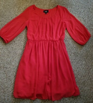 BY & BY Red Pleated Front Sheath Overlay Dress Ladies MEDIUM Size 10
