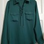 CANDIES Green Lace Up Silky Long Sleeved Blouse Ladies Medium