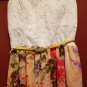 BCX Floral Overlay Eyelet Strapless Hi Low Dress with Belt Ladies Juniors Size 9