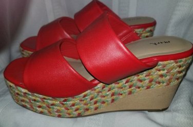 MARK Red Woven Wedge Platform Sandal Ladies Size 8 NEW