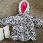 CARTER’S Black and White Print Hooded Winter Parka with Mittens Girls 24 months