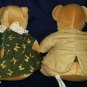 STUFFINS Boy and Girls Stuffed Bears Dressed in Green Bow Print Clothing 9&acirc;�� tall