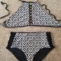 Reversible Black and White Open Weave Bikini Ladies Juniors SMALL
