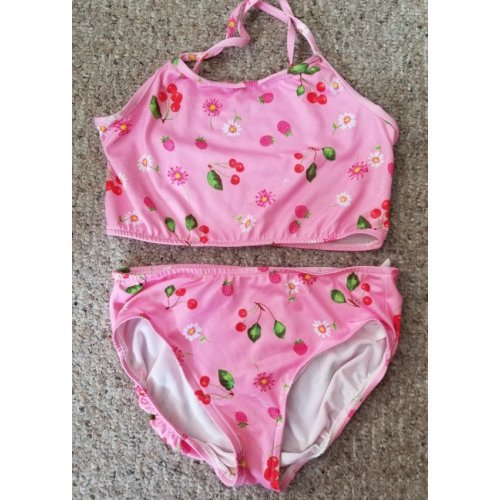 BACKFLIPS Pink Fruit and Flower Print 2 Piece Bathing Suit Girls Size 14