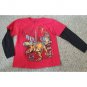 BIOWORLD Red Layered Look Dinosaur Long Sleeved Top Boys Size 7