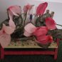 Wooden Floral Print Flower Pot Holding Bench