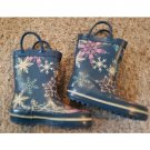 OUTEE Blue Snowflake Print Rain Boots Toddler Girls Size 5